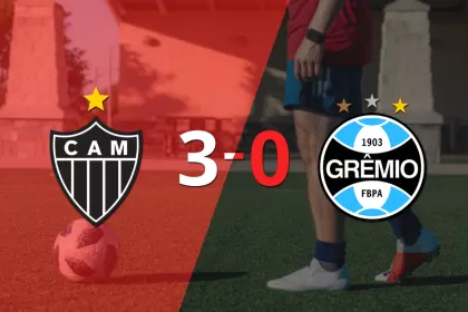 Atlético Mineiro golea 3-0 como local a Grêmio