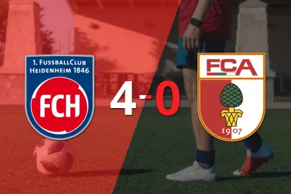 Heidenheim fue contundente y goleó 4-0 a Augsburg