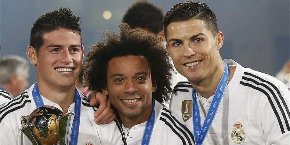 Cristiano Ronaldo, James, Marcelo cuando ganaron el t&iacute;tulo del Mundial de Clubes.