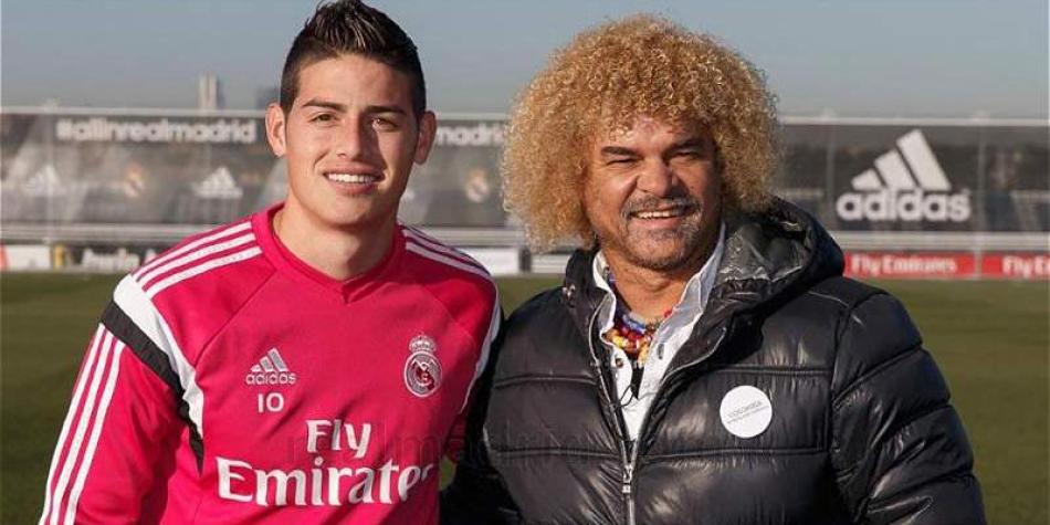 James recibi&oacute; la visita de el 'Pibe' Valderrama en madrid.