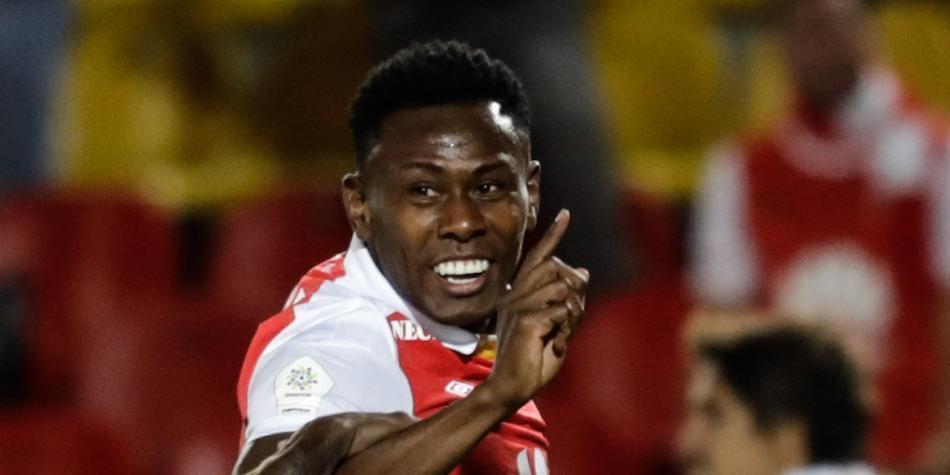 Celebración de Héctor Urrego tras la primera anotación.