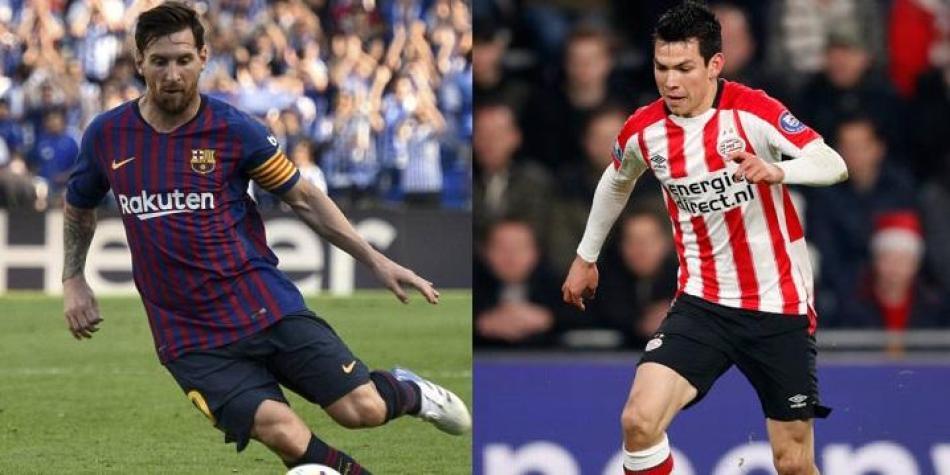 Lionel Messi y Hirving Lozano.