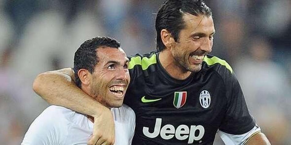 Tévez y Buffon