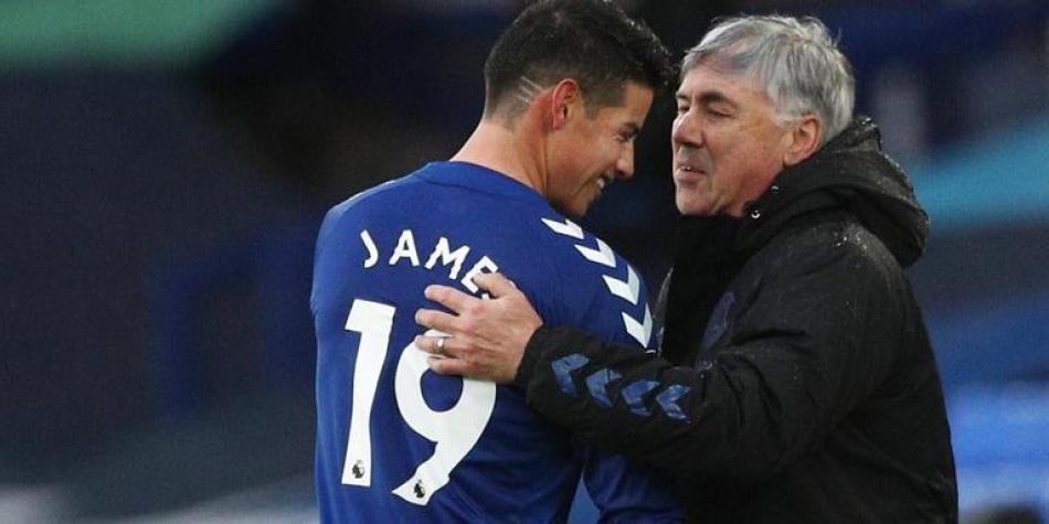 James Rodríguez y Carlo Ancelotti