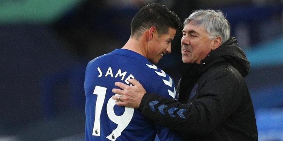 James Rodríguez y Carlo Ancelotti