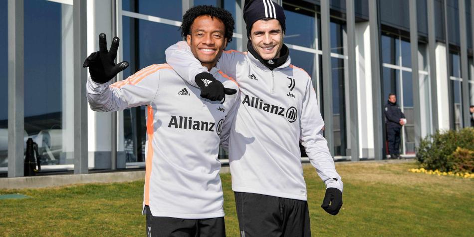 Juan Guillermo Cuadrado y Álvaro Morata