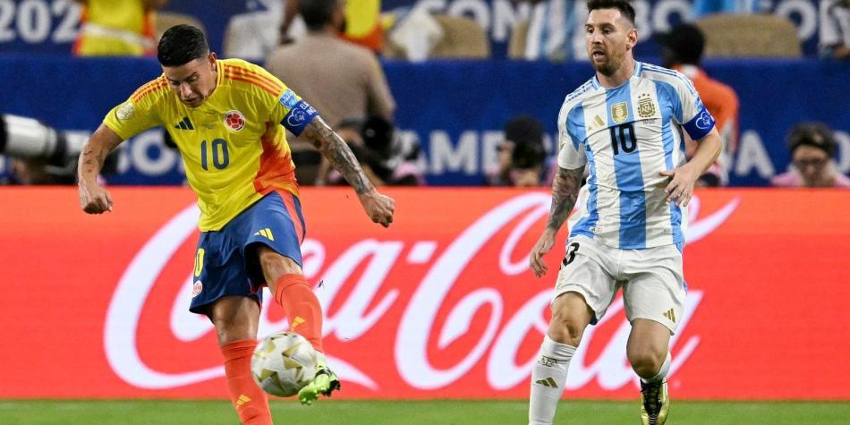 James Rodríguez y Lionel Messi en final Copa América 2024