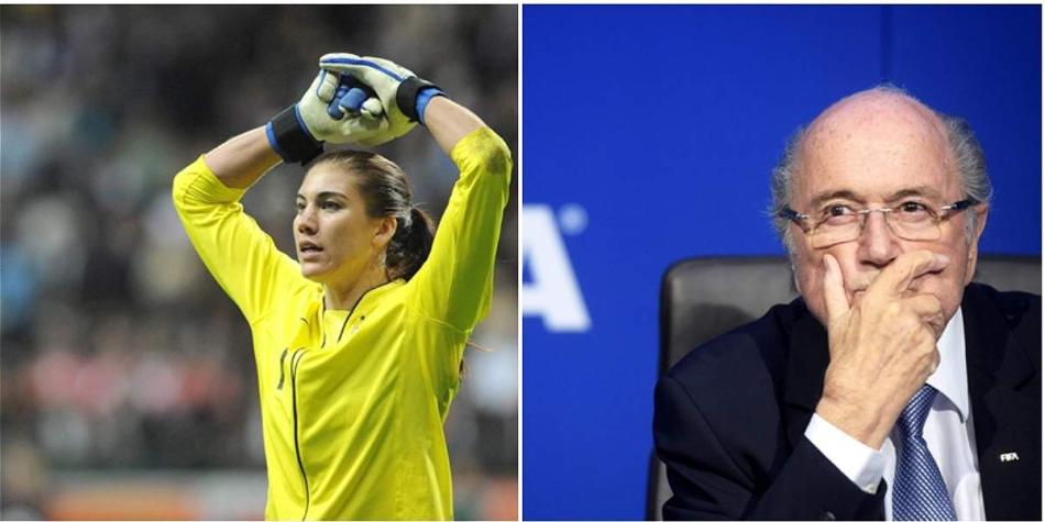 Hope Solo (izq.9), arquera de los Estados Unidos.