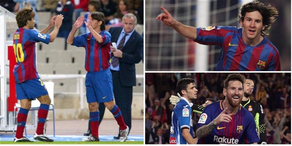 Messi se estrenó el 16 de octubre de 2004 en el 'derby catalan' contra el Espanyol.