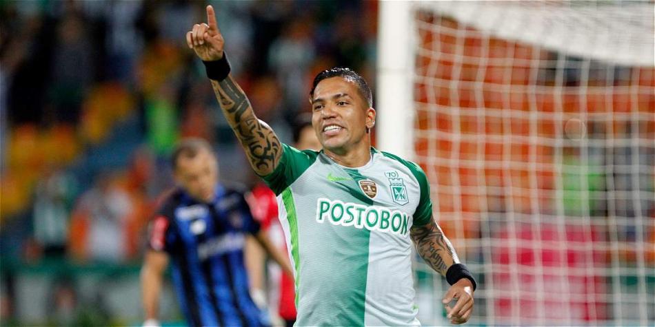 Celebración de Dayro Moreno en el primer gol de Nacional.