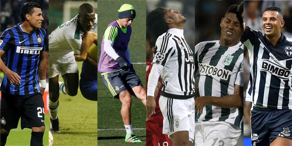 Algunos jugadores de la Selección Colombia en sus respectivos clubes.