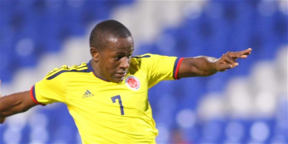 Mauricio Cuero, durante un partido con la Selección Colombia Sub-20.