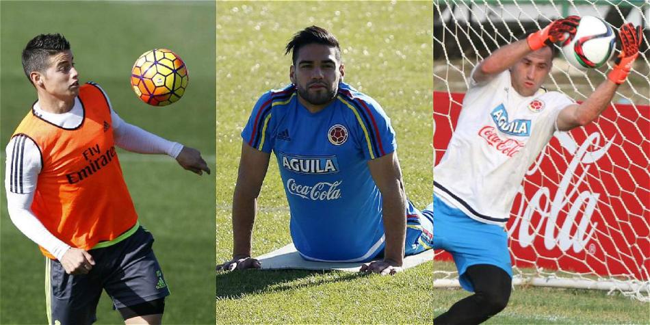 James, Falcao y Ospina, jugadores de la Selección Colombia