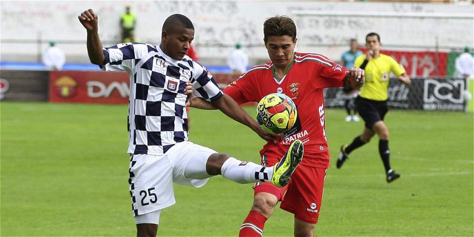 Acción de juego de un partido de 2014 entre Chicó y Patriotas.