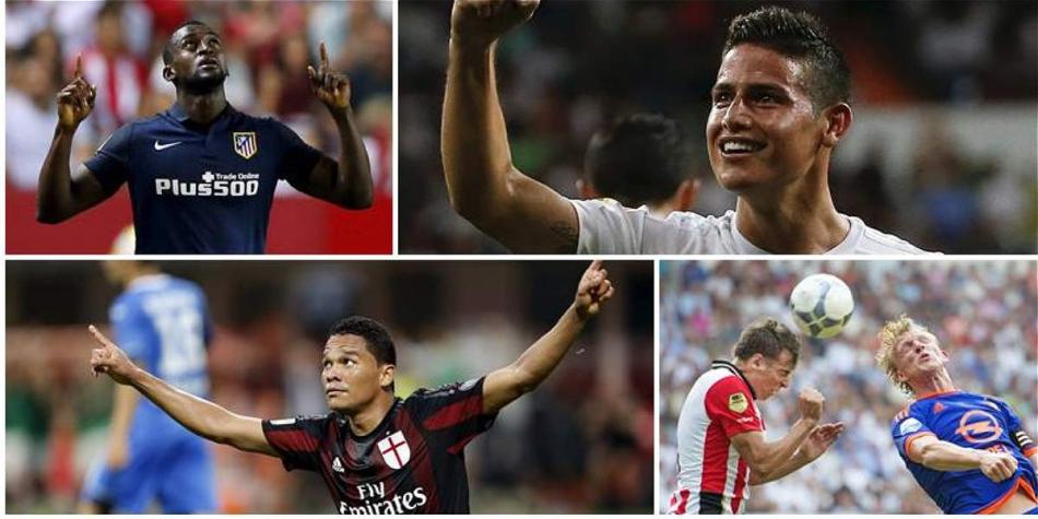 James, Jackson, Bacca y Arias marcaron goles con Real Madrid, Atlético, Milan y PSV, respectivamente.