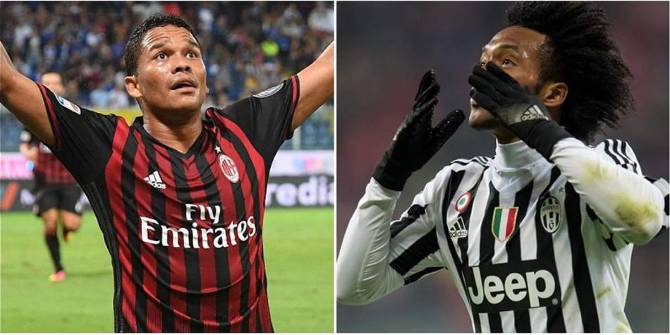 Carlos Bacca (izq.) y Juan Guillermo Cuadrado esperan tener un buen partido con Milan y Juventus, respectivamente.