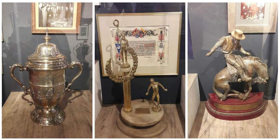 De izq. a der.: el trofeo Santiago Bernabéu (logrado en 1952), el trofeo Alfonso Senior (otorgado en Lima en 1967), el diploma de socio honorario de Real Madrid y un trofeo entregado en Chile en 1960.