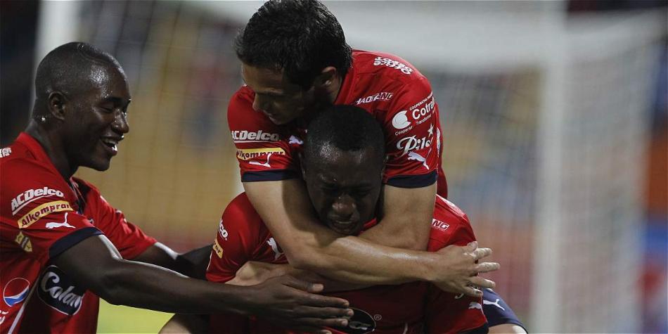 Caicedo celebrando su gol contra Nacional.