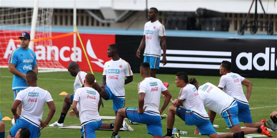 Jugadores de la Selección Colombia durante el entrenamiento de este miércoles.