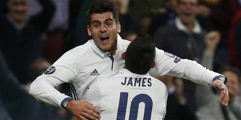 James Rodríguez y Álvaro Morata, compañeros en el Real Madrid.