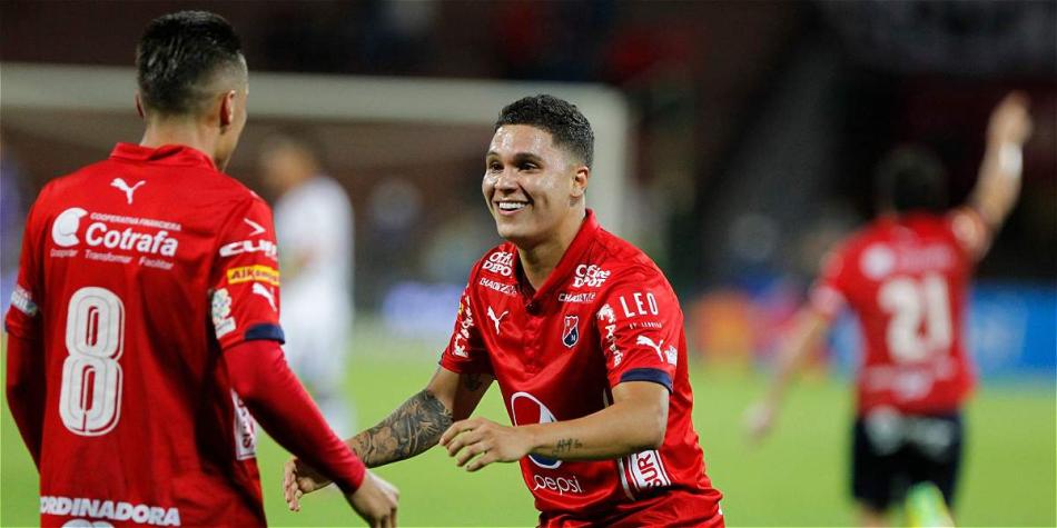 'Quinterito' celebró este jueves su primer doblete con la camiseta del 'poderoso' y en el fútbol colombiano.