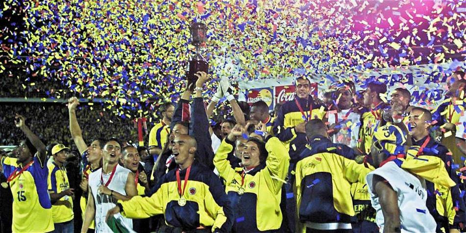 Momento en el que Colombia celebró el título de Copa América.