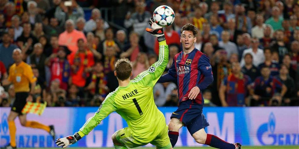 Momento del gol de Messi a Bayern, el elegido como el mejor de la temporada en Europa.