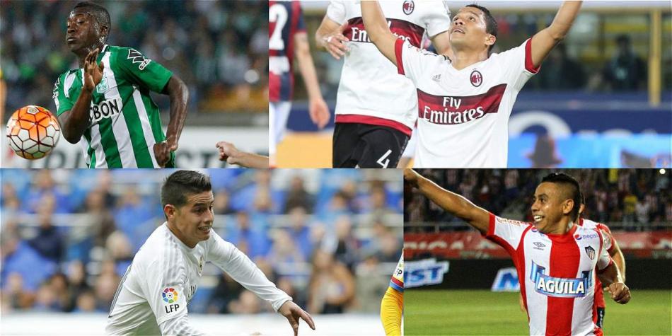 Algunos de los jugadores de la Selección Colombia en sus respectivos clubes.