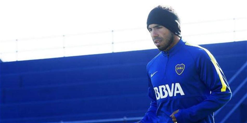 Carlos Tévez en uno de los entrenamientos de Boca.