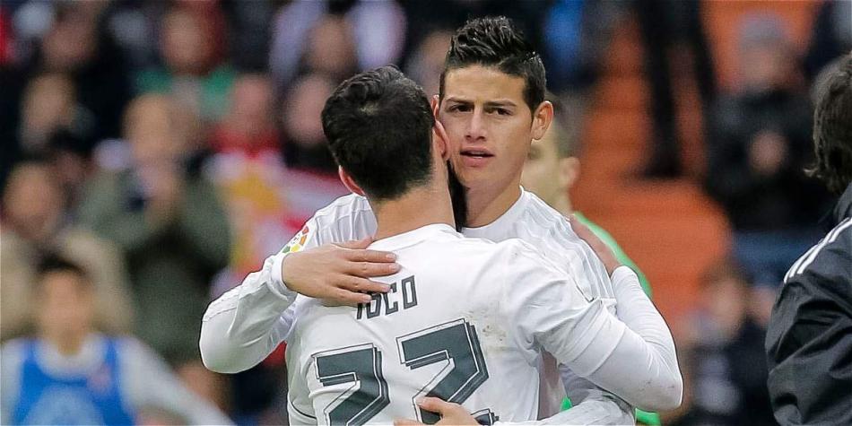 James Rodríguez, en el momento en el que entró por 'Isco' para el partido frente a Gijón.