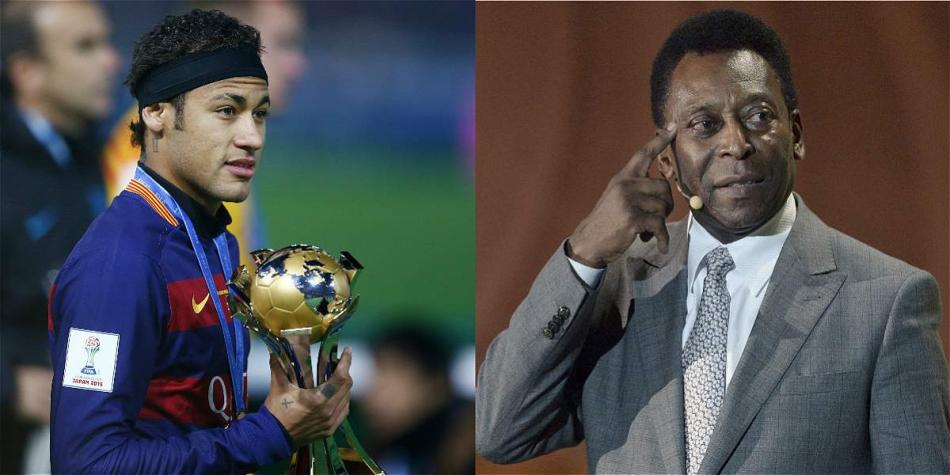Neymar, delantero de Barcelona y la Selección de Brasil, y Pelé, ídolo del fútbol brasileño y mundial.