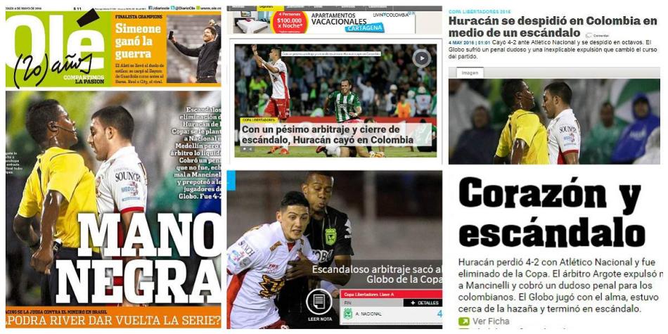 Los medios del sur del continente exaltaron la entrega de Huracán y reconocieron el buen juego de Nacional. En cuanto al árbitro, es otra historia.
