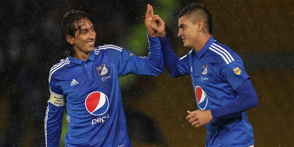Rafael Robayo (izq.) y Michael Rangel, autores de los tres tantos frente a Junior. Héctor Fabio Zamora/El TIEMPO