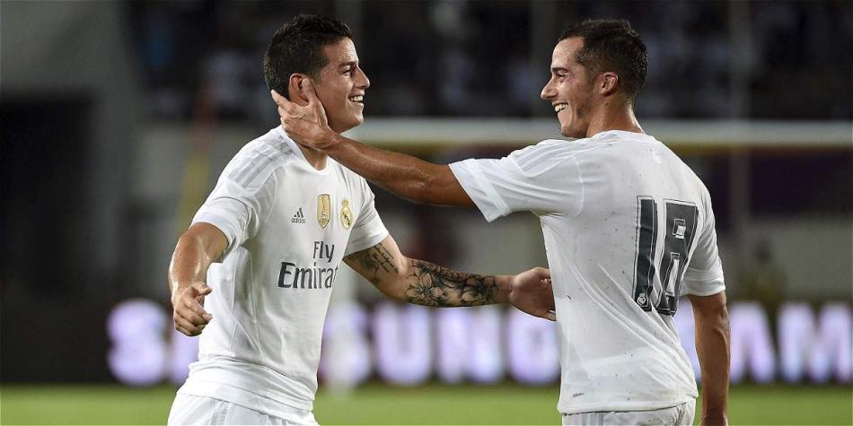 Lucas Vázquez y James Rodríguez (izq.), compañeros en el Real Madrid.