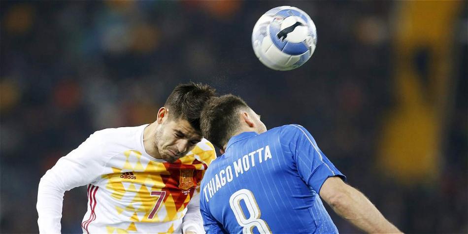 Momento del partido Italia vs. España.