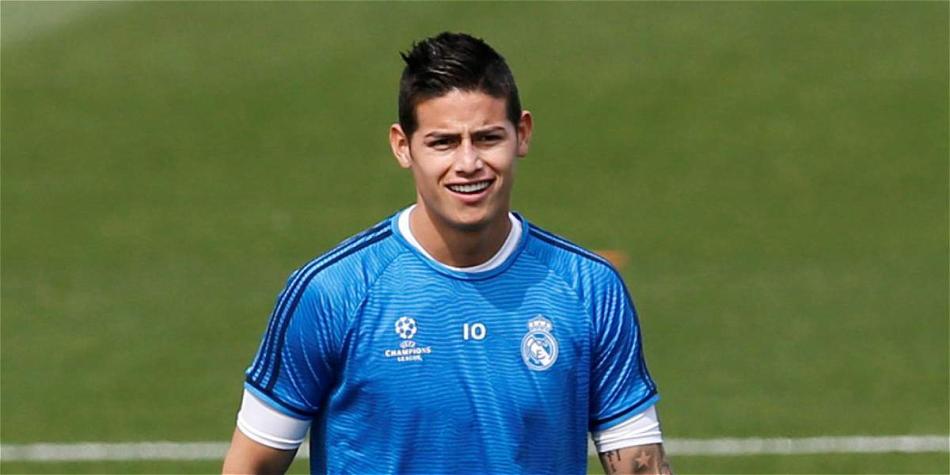 James Rodríguez, durante un entrenamiento de Real Madrid.