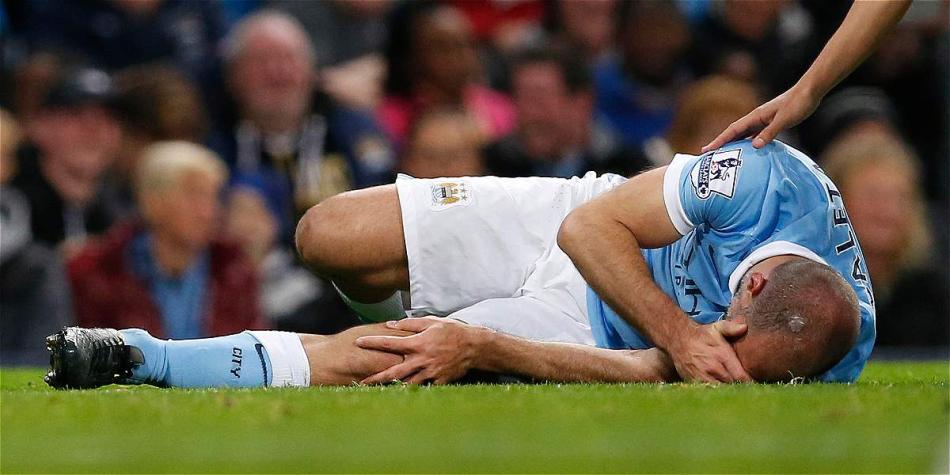 Zabaleta, en el momento en el que se lesionó.