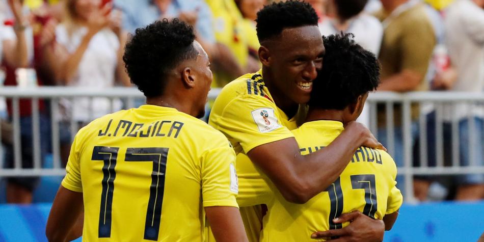 Yerry Mina y Juan Cuadrado