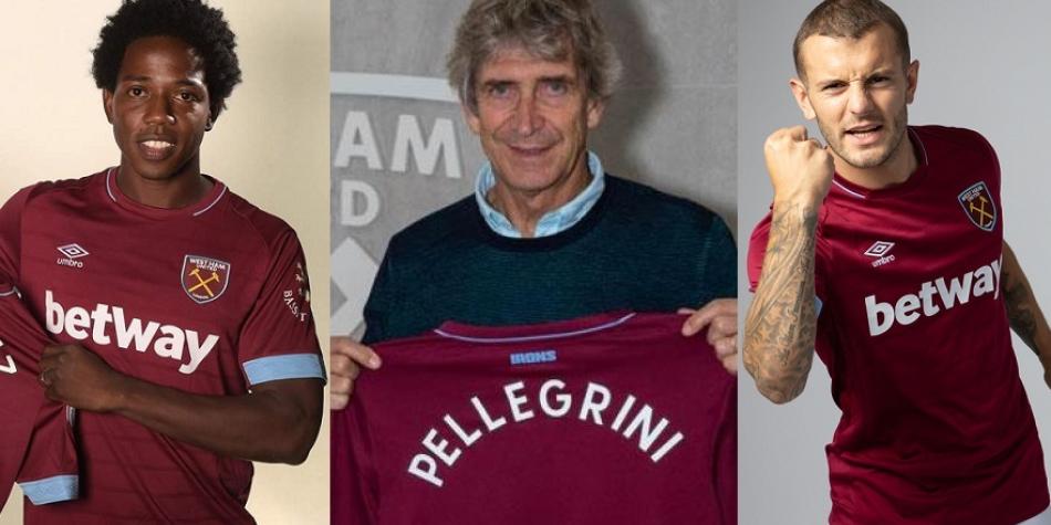 Carlos Sánchez, Manuel Pellegrini y Jack Wilshere