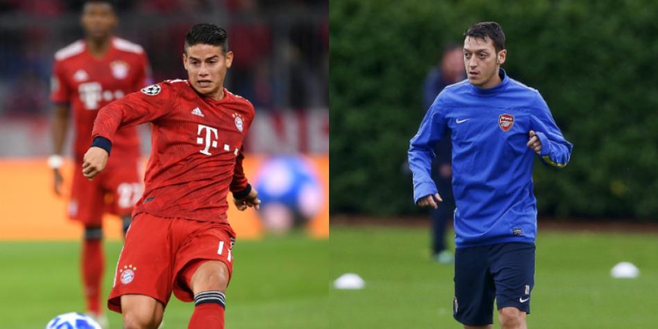 James Rodríguez y Mesut Özil