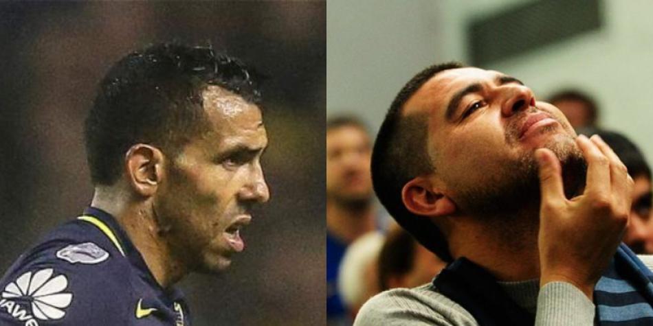 Carlos Tévez y Juan Román Riquelme