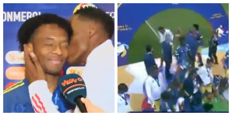 Yerry Mina y Juan Cuadrado