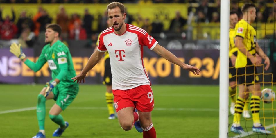 Harry Kane en Borussia Dortmund vs Bayern Múnich