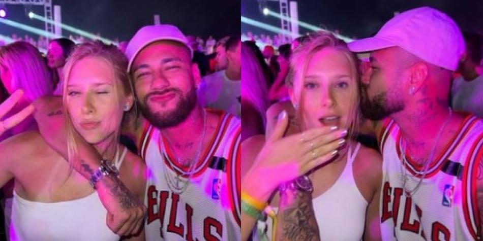 Neymar con bella mujer en el crucero
