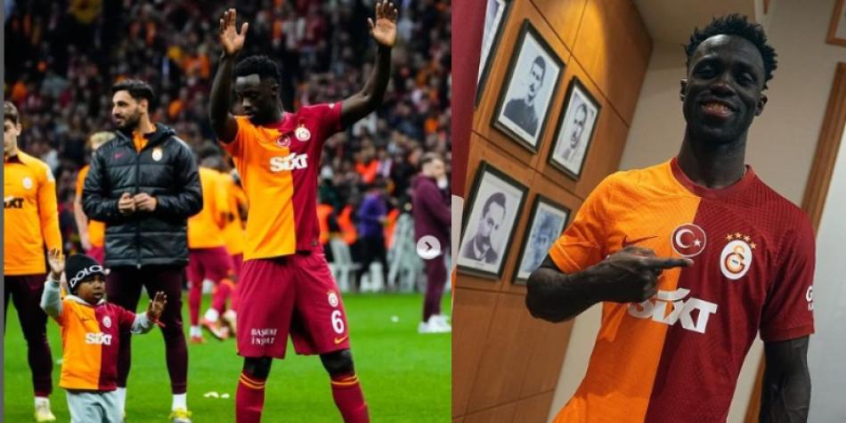 Dávinson Sánchez y su hijo en Galatasaray