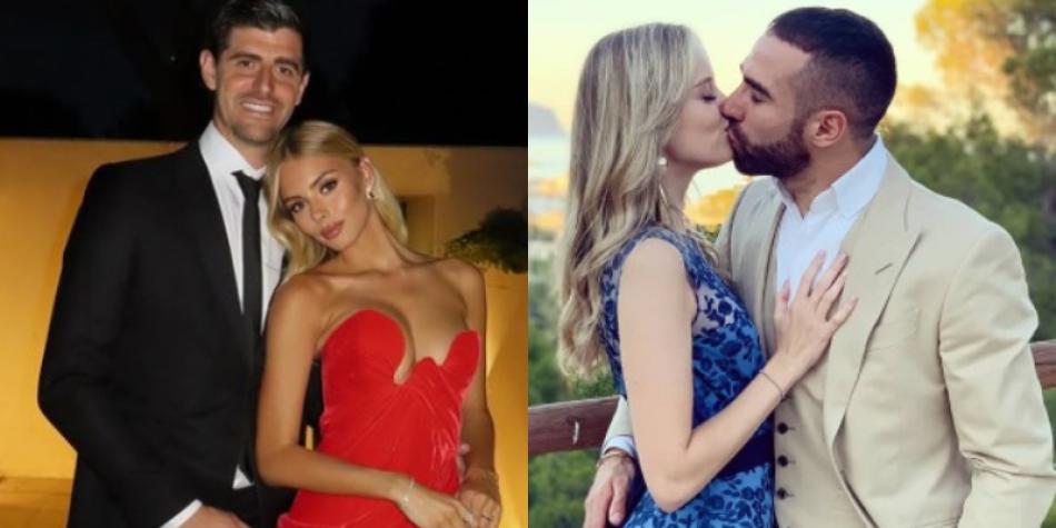 Courtois y Carvajal con sus esposas
