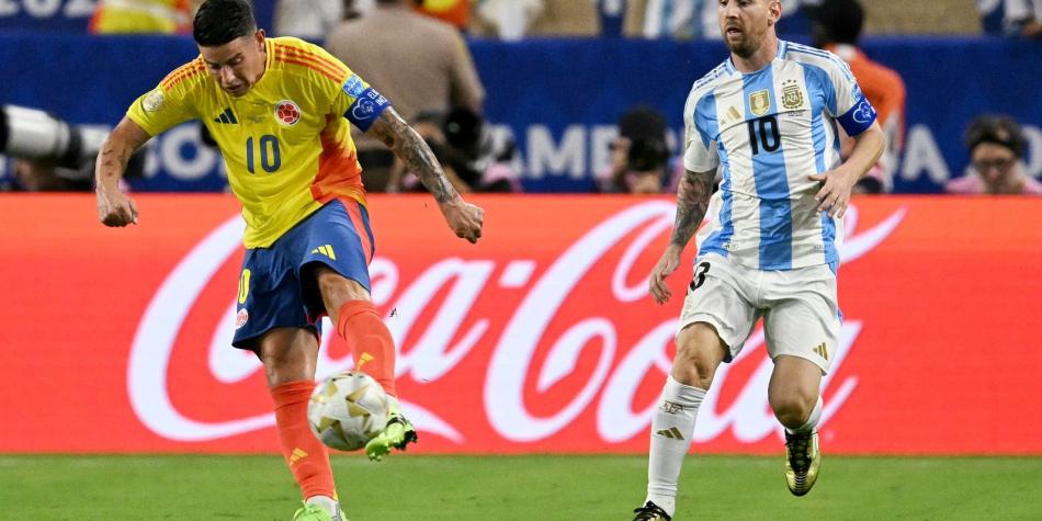 James Rodríguez y Lionel Messi en final Copa América 2024