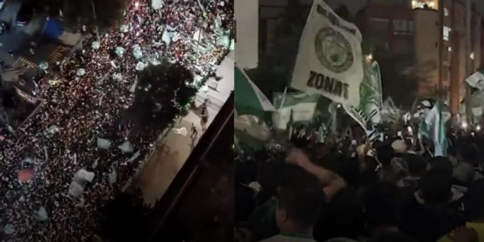 Banderazo de hinchas de Atlético Nacional en Bogotá