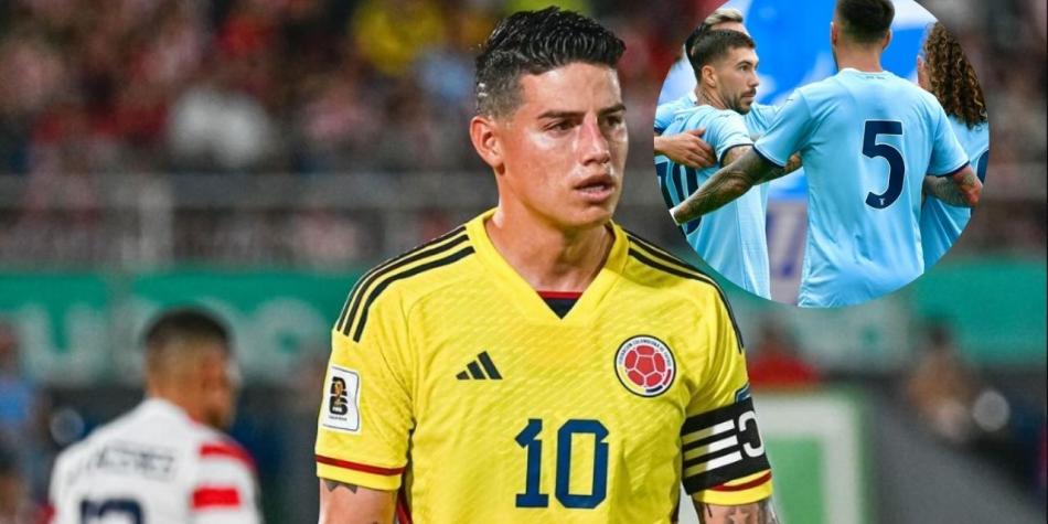 James Rodríguez y los jugadores de Lazio