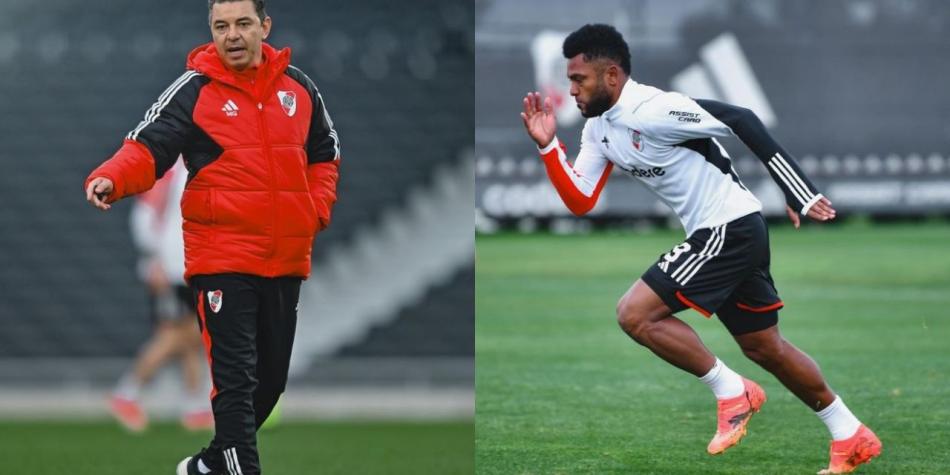 Marcelo Gallardo y Miguel Borja